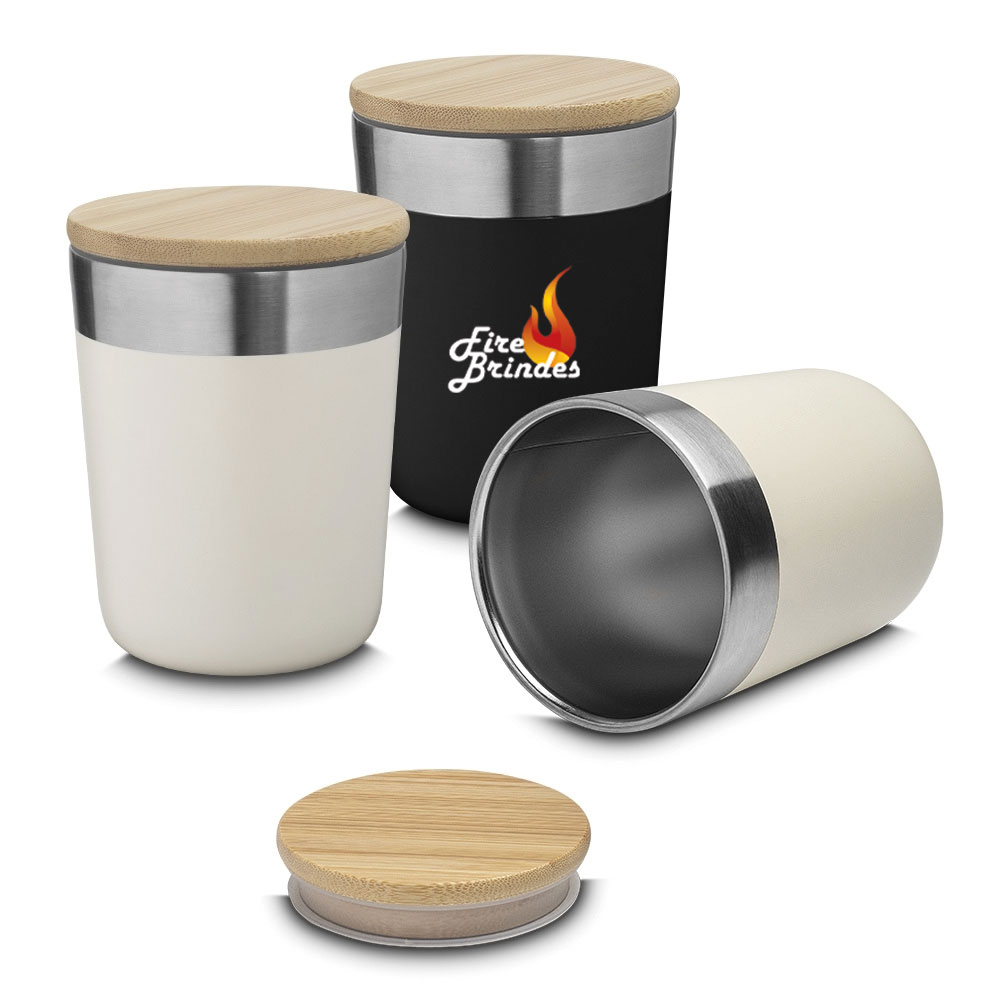 Copo Térmico com Tampa de Bambu