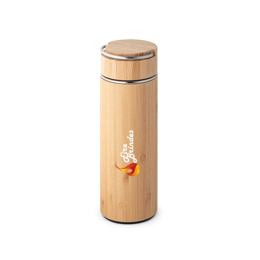 Garrafa de Inox e Bambu