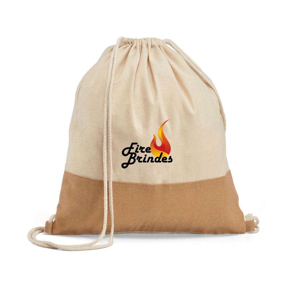 Mochila Saco Algodão e Juta